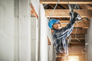 electrician working on residential wiring